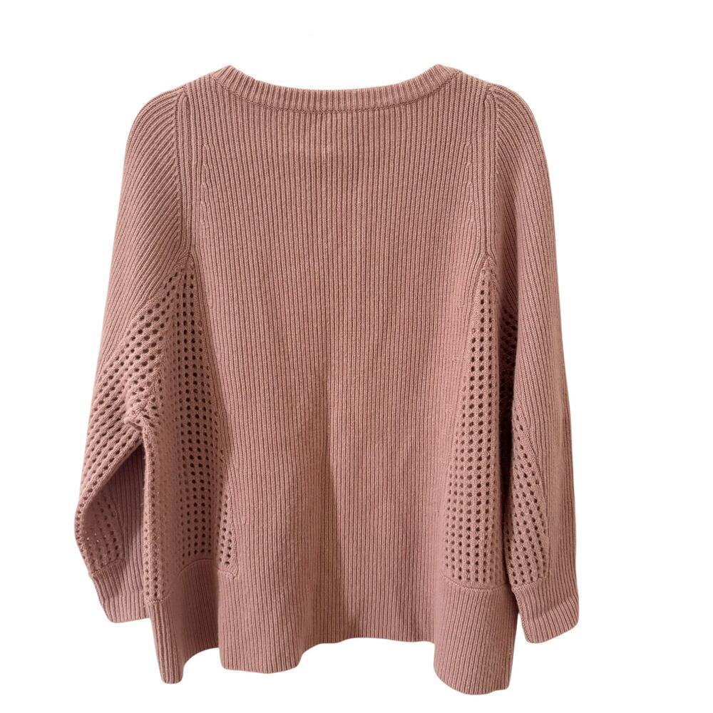 Garnet Hill 100% Cashmere Mesh Rib-Knit Sweater Dusty Pink Size M - Picture 4 of 9